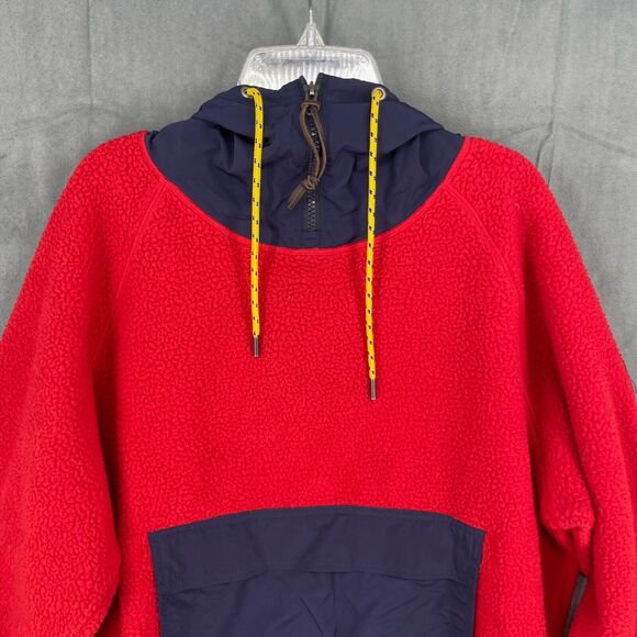 VTG Polo Ralph Lauren Hoodie Mens Small Red HI Tech Hybrid Fleece Drawstring - Picture 2 of 13